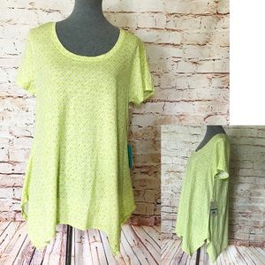 CaribbeanJoe Palm Heart Ikat Cap-Sleeve Notch Neck